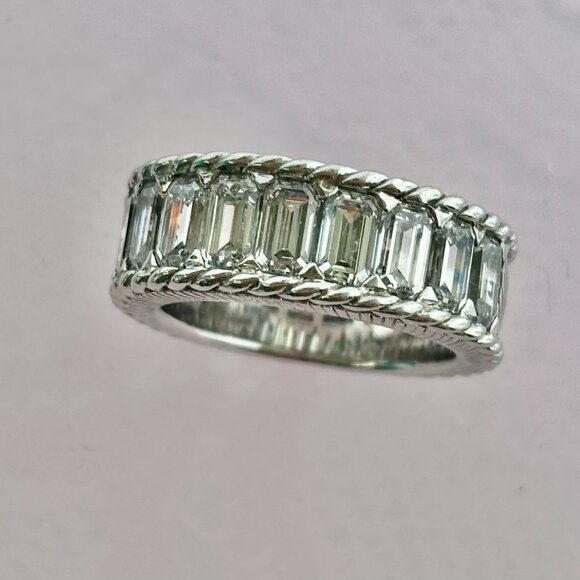 Judith Ripka emerald cut czpre-own sterling silver band